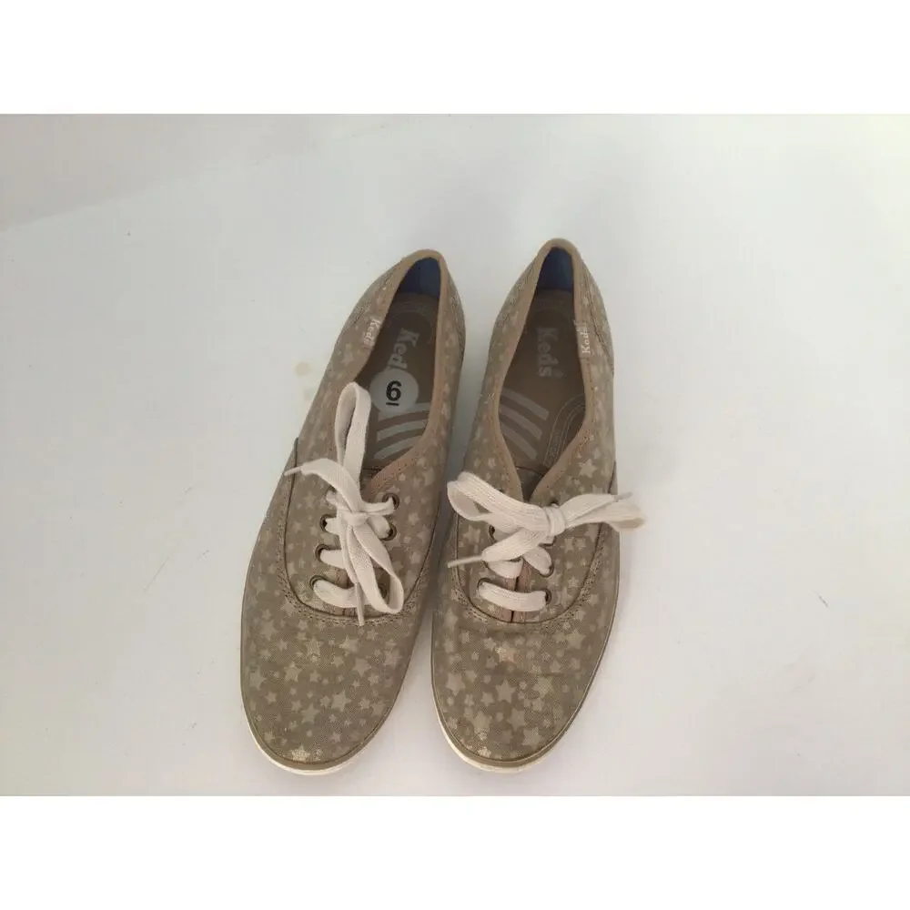 Keds Shimmering Gold with Stars Sneakers Sz 6